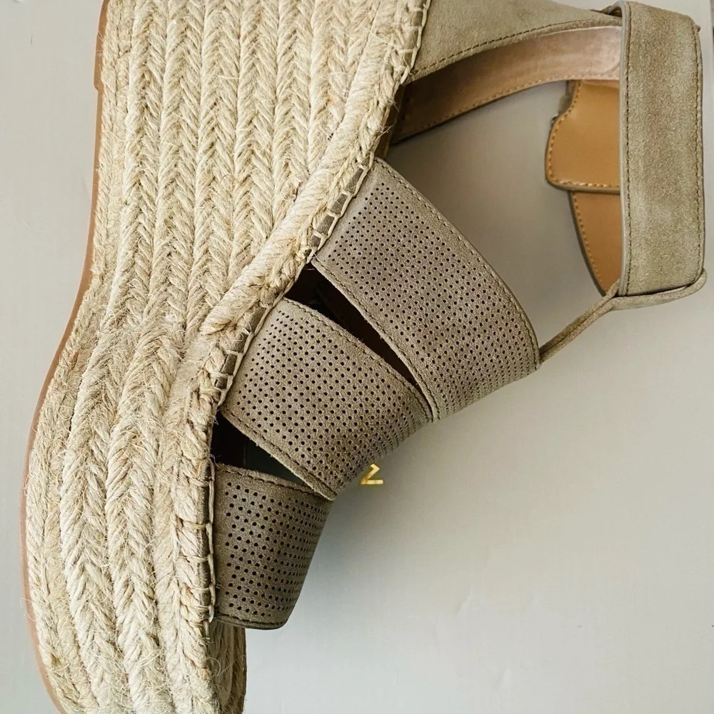Marc Fisher Adore Espadrille Suede Green Wedges